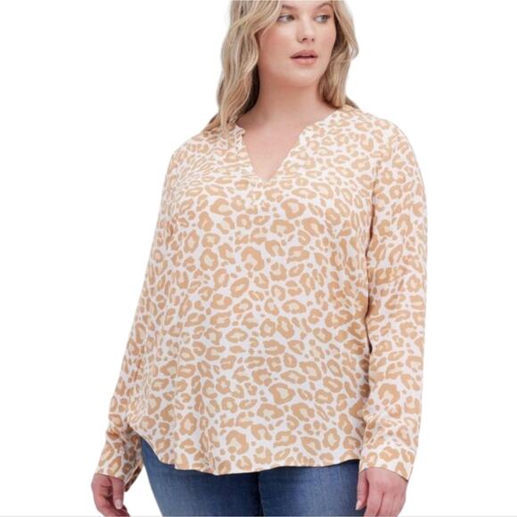 Torrid Georgette Hi-Low Pullover Long Sleeve Animal Print Shirt Plus Size 2 2X - Picture 1 of 10